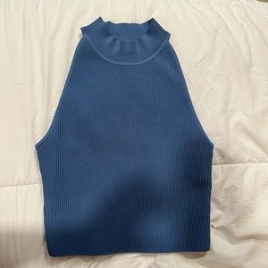 Aritzia Babaton Blue Sculpt Knit Mockneck Tank